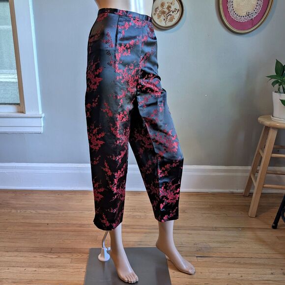 Vintage Y2K Uniform Paul Richard Satin Pants Floral Embroidery High Rise 10P - Picture 2 of 11